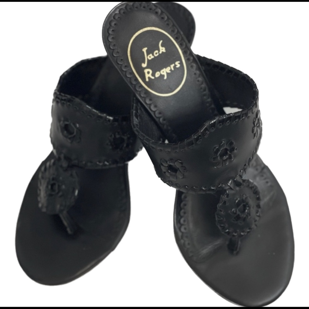 Jack Rogers Leather Thong Heels black size 5 NWT - Picture 7 of 7